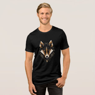 T-shirt En Tri-matière Graphique de tête de loup angulaire et audacieux