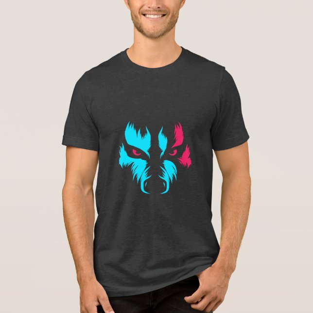 T-shirt En Tri-matière Graphique de visage de loup néon (Recto)