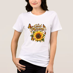 T-shirt En Tri-matière Graphique floral Tournesol et Papillons Vintage A