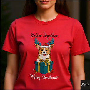 T-shirt En Tri-matière Graphisme de cadeau de Renne de Noël pour Corgi ga