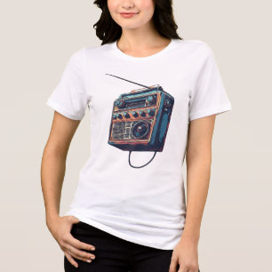 T-shirt En Tri-matière Graphisme Rétro Vintage Radio Boombox - Nostalgie