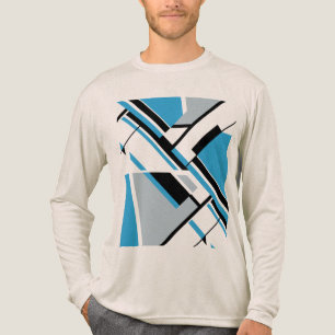 T-shirt En Tri-matière Gras Diagonal Bleu Gris Noir MCM Aspect Abstrait