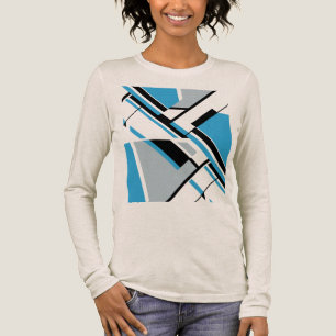 T-shirt En Tri-matière Gras Diagonal Bleu Gris Noir MCM Aspect Abstrait