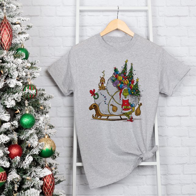 T-shirt En Tri-matière Grinch classique | Grinch & Max avec Sleigh (Créateur téléchargé)