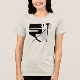 T-shirt En Tri-matière Gris Noir Géométrique Art Abstrait Gras MCM Petit