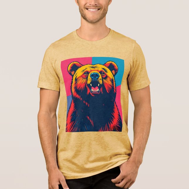 T-shirt En Tri-matière Grizzly Bear Pop Art (Recto)
