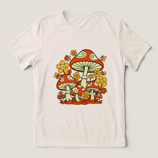 T-shirt En Tri-matière Groovy Mushroom Garden Delight (Design Recto)