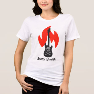 T-shirt En Tri-matière Guitare crâne et flamme