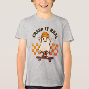 T-shirt En Tri-matière Halloween Creep It Real Cute Ghost Skateboard
