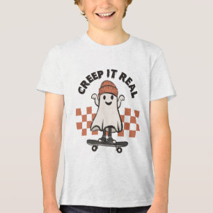 T-shirt En Tri-matière Halloween Creep It Real Cute Ghost Skateboard