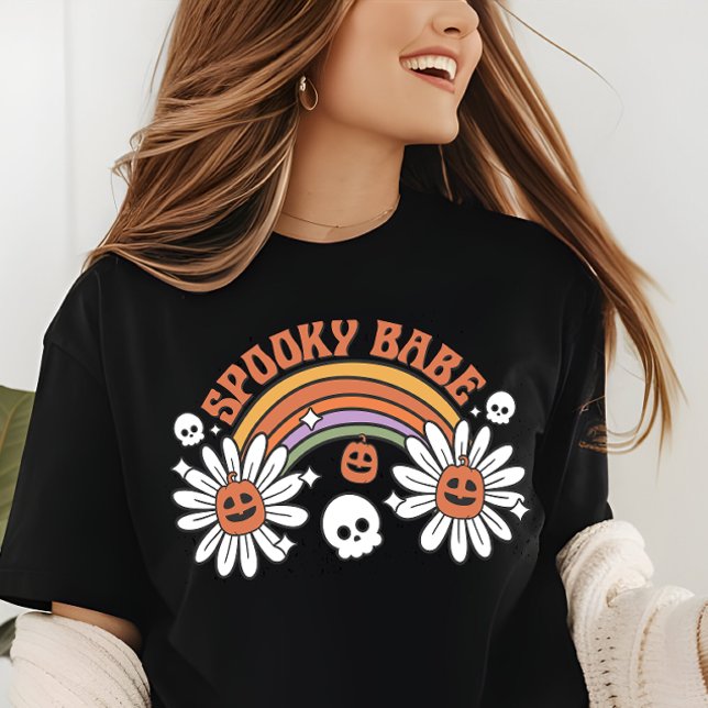 T-shirt En Tri-matière Halloween Éffrayant Babe Citrouille Fleurs crâne (Créateur téléchargé)
