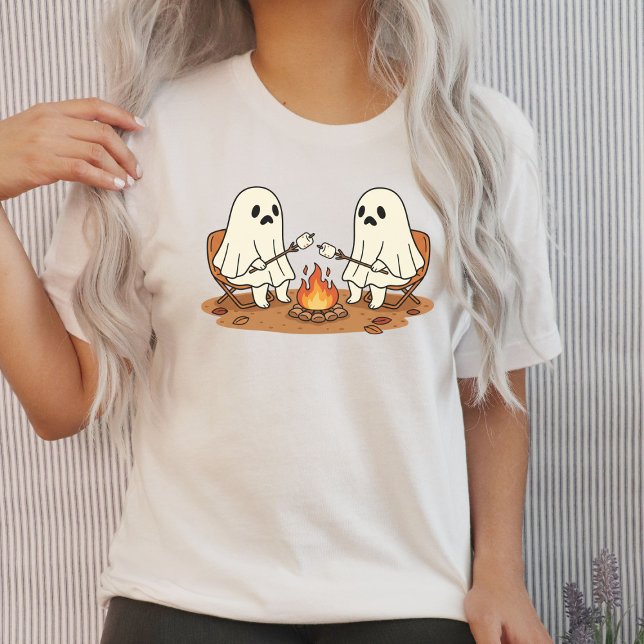 T-shirt En Tri-matière Halloween Éffrayant S'mores Feu de Campfire Ghost (Halloween Spooky S'mores Campfire Ghost Tri-Blend Shirt)