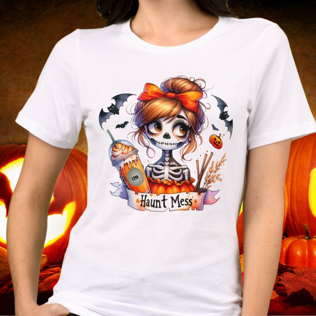 T-shirt En Tri-matière Halloween Haunt Mess Café Squelette Éffrayant Pers (Créateur téléchargé)