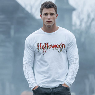 T-shirt En Tri-matière halloween, sinistre, vignes, racines, lettrage rou