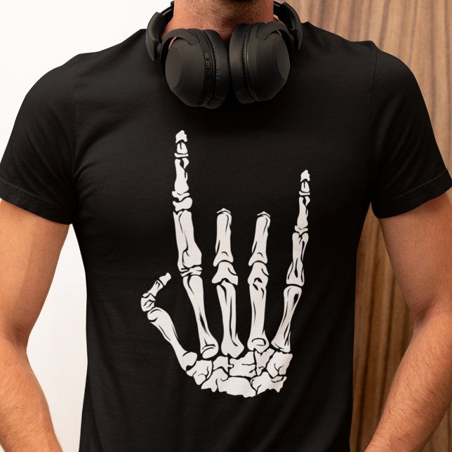 T-shirt En Tri-matière Halloween Skeleton Rock Hand Heavy Metal Fans (Skeleton Heavy Metal Skeleton Hand T-Shirt)