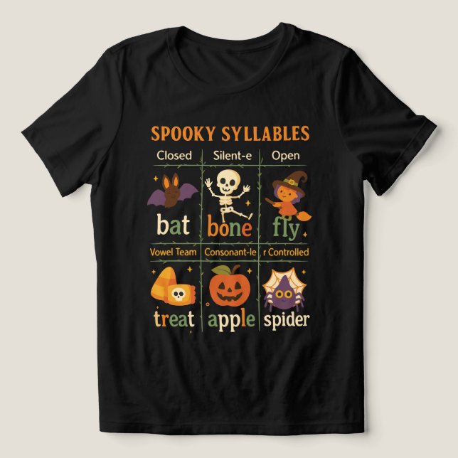 T-shirt En Tri-matière Halloween “Spooky Syllables” Poster – Fun Class (Design Recto)