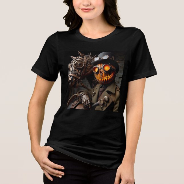 T-shirt En Tri-matière Halloween Steampunk Jack-O-Lantern Horseman (Recto)