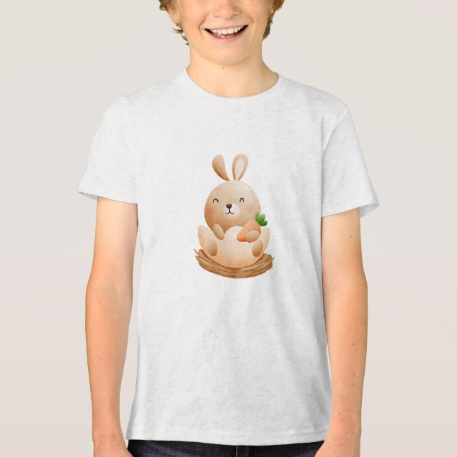 T-shirt En Tri-matière Happy Baby Bunny in Egg Illustration (Recto)