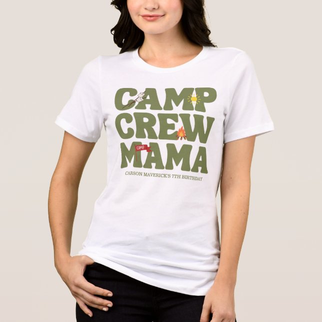 T-shirt En Tri-matière Happy Camper Camp Crew Mama's Birthday (Recto)