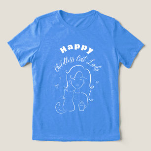 T-shirt En Tri-matière Happy Childless Cat Lady Line Art T-shirt