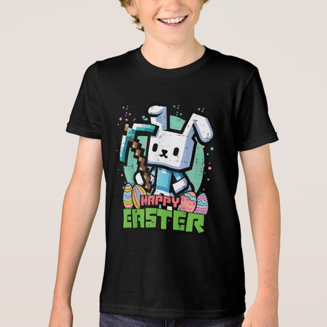 T-shirt En Tri-matière Happy Easter Bunny Pixel Game  (Recto)