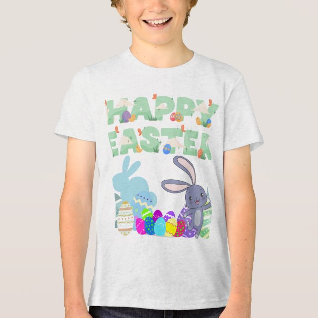 T-shirt En Tri-matière Happy Easters Kids Unisex T-Shirt (Recto)
