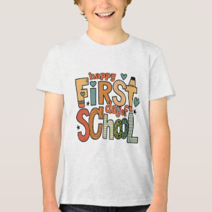T-shirt En Tri-matière Happy first day of school retro png｜boy preschool 