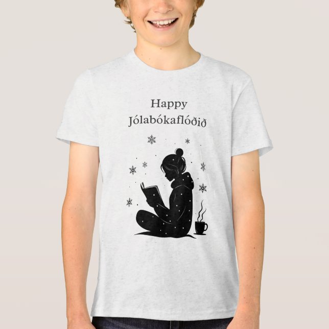 T-shirt En Tri-matière Happy Jolabokaflod - Livre islandais Flood Cadeau (Recto)