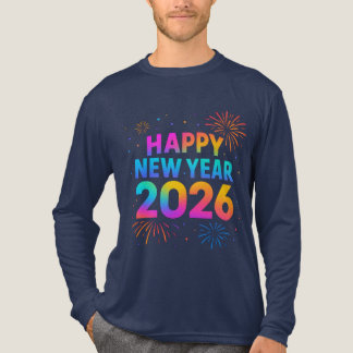 T-shirt En Tri-matière Happy New Year 2026 — Rainbow Neon Fireworks