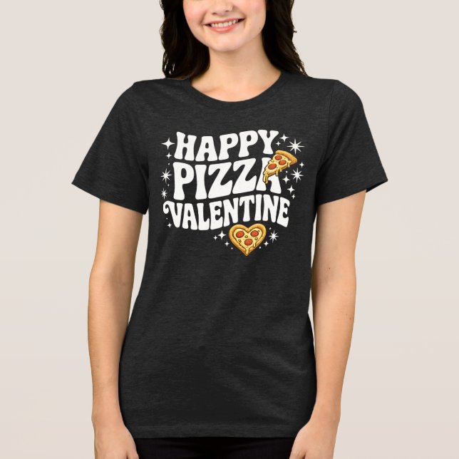 T-shirt En Tri-matière Happy Pizza Valentine Funny Pizza Love Design (Recto)