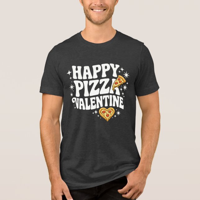 T-shirt En Tri-matière Happy Pizza Valentine Funny Pizza Love Design (Recto)