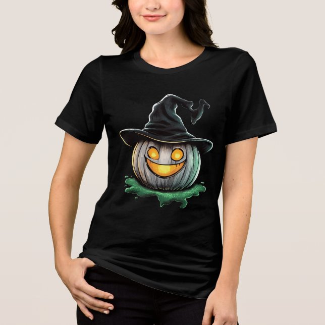 T-shirt En Tri-matière Happy Pumkin Witch Halloween (Recto)