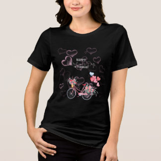 T-shirt En Tri-matière Happy Valentine's Day 14 February Floral Bicycle