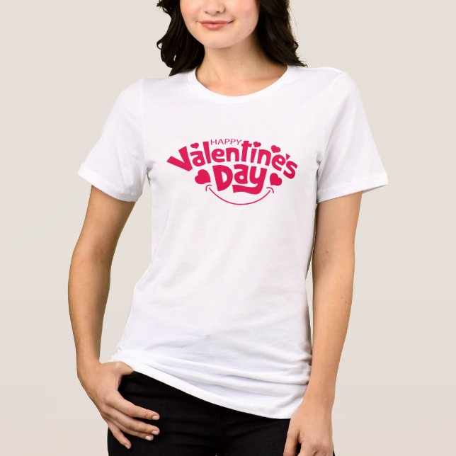 T-shirt En Tri-matière Happy Valentine's day cute red heart  (Recto)