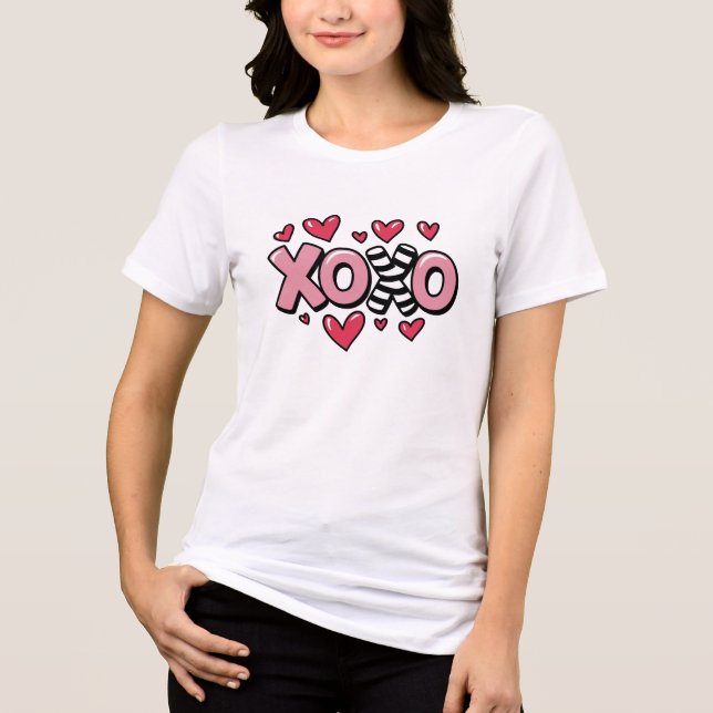 T-shirt En Tri-matière Happy valentine's xoxo white &red (Recto)