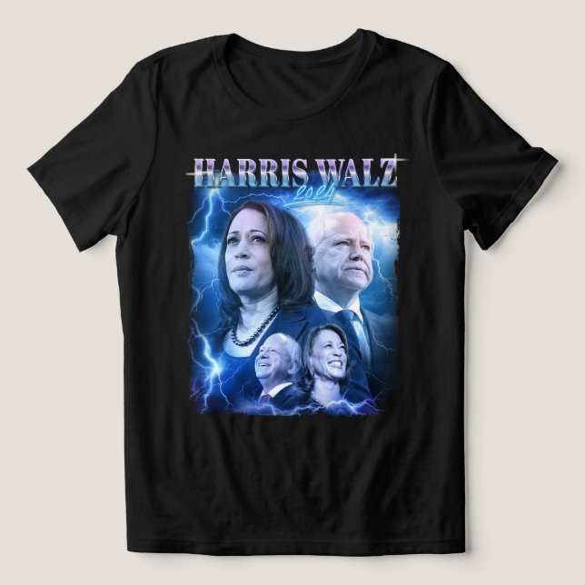 T-shirt En Tri-matière Harris Walz 2024 Retro 90s Style (Design Recto)