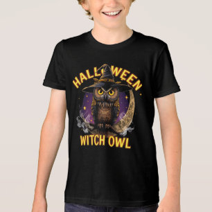 T-shirt En Tri-matière Haunted Owl Witch Graphic pour Halloween magique