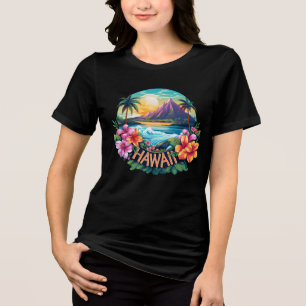 T-shirt En Tri-matière Hawaii Aloha Beach Fleurs tropicales Art de Voyage