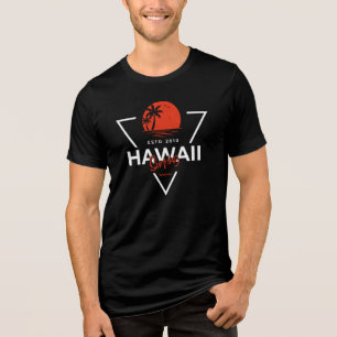 T-shirt En Tri-matière Hawaii Surf Vintage Coucher de Soleil Plage Tropic
