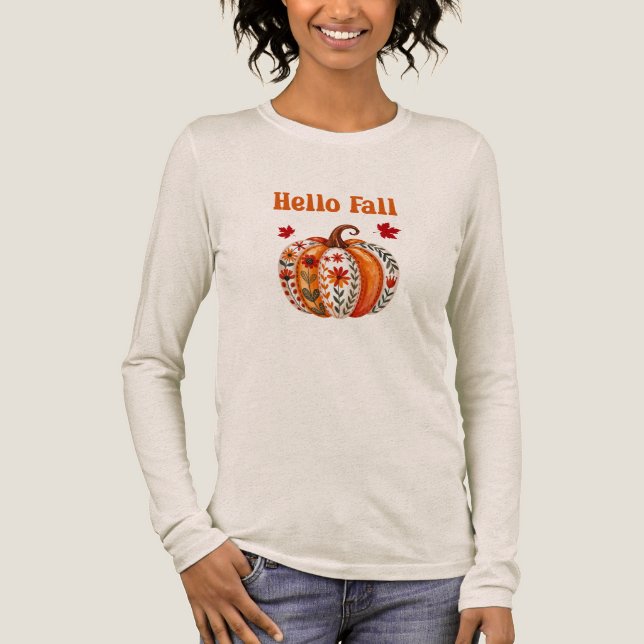 T-shirt En Tri-matière Hello Fall Citrouille Leaf (Recto)