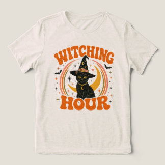 T-shirt En Tri-matière Heure de Sorcellerie Rétro Chat Noir Halloween