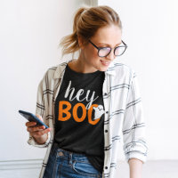 Hey Boo Orange Black Drôle Halloween Fantôme Femme
