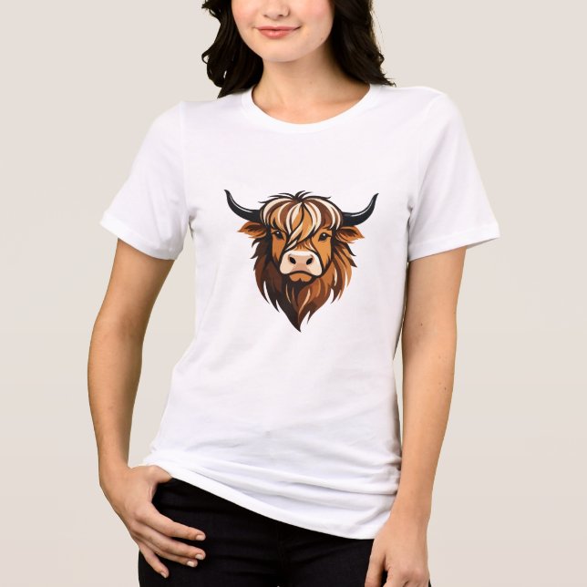 T-shirt En Tri-matière Highland Cow Vecteur Art Animal Moderne Ville urba (Recto)