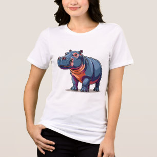 T-shirt En Tri-matière 🦛✨ Hippopotame Mignon Cadeau Animal Amusant 🌈