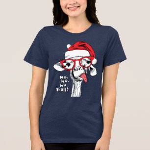 T-shirt En Tri-matière Hipster Christmas Giraffe Vacances