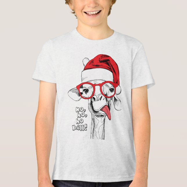 T-shirt En Tri-matière Hipster Christmas Giraffe | Vacances (Recto)