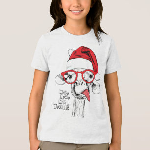 T-shirt En Tri-matière Hipster Christmas Giraffe   Vacances