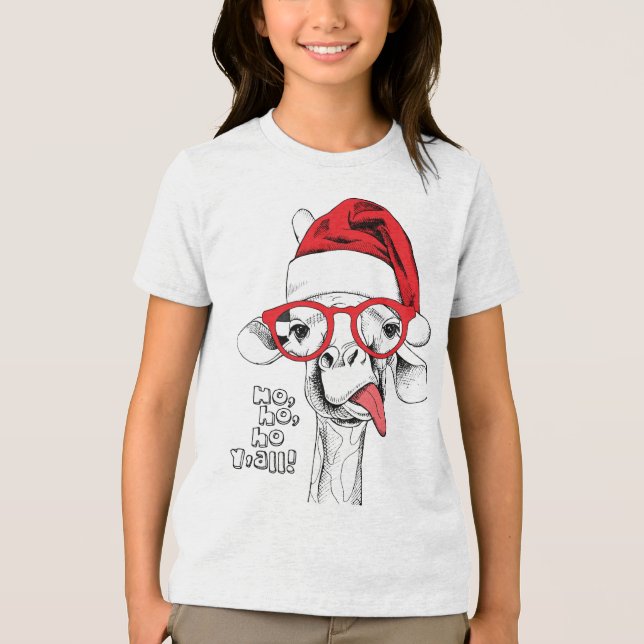 T-shirt En Tri-matière Hipster Christmas Giraffe | Vacances (Recto)