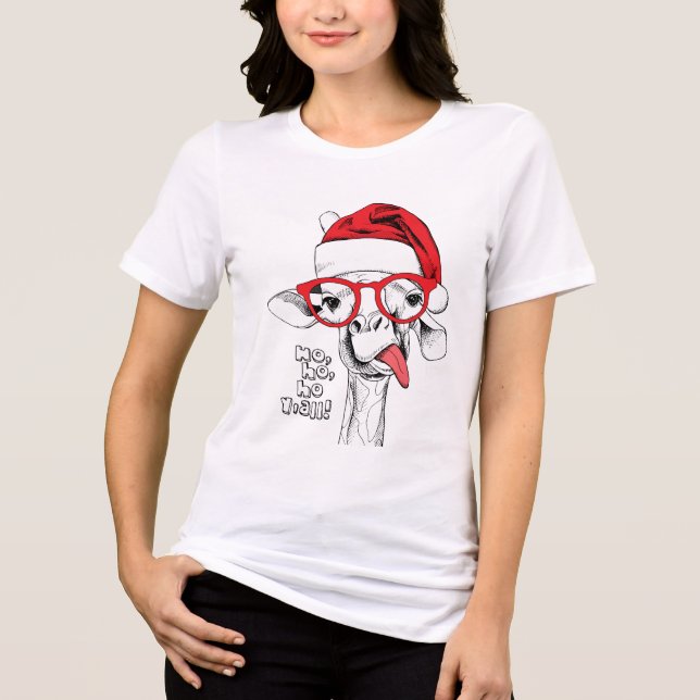 T-shirt En Tri-matière Hipster Christmas Giraffe | Vacances (Recto)