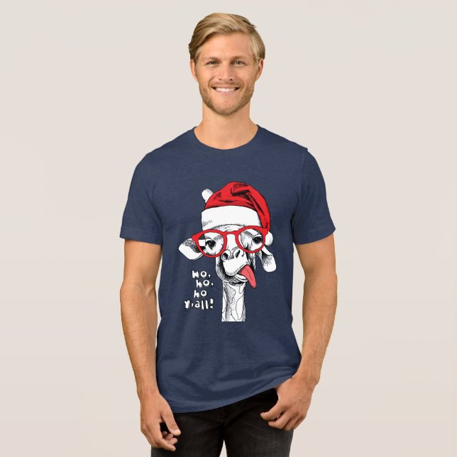 T-shirt En Tri-matière Hipster Christmas Giraffe | Vacances (Recto plein)